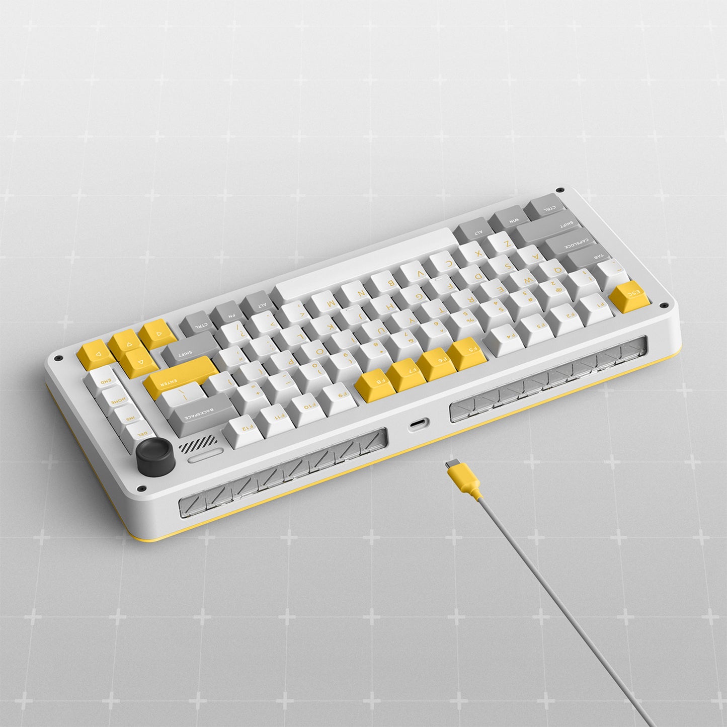Ty Iqunix zx75 gravi wave wireless mechanical keyboard (grijs, us lay-out (qwer), gateron red, 75%, rgb leds, hot-swappable, double-shot pbt, 2.4ghz | bluetooth 5.1 | usb-c)