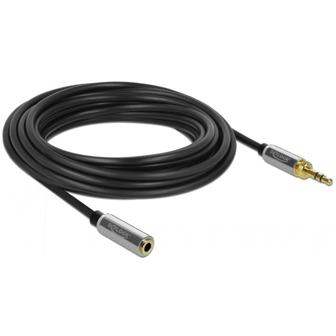 DeLOCK stereo jack 3,5 mm 3-pin male > female verlengkabel (zwart, 5 meter)
