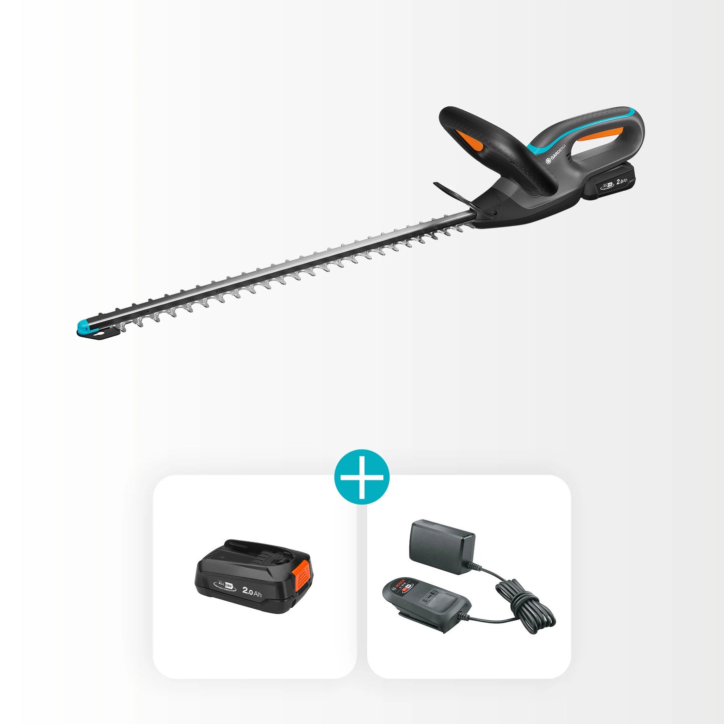 GARDENA accuheggenschaar easycut 55 18v set (grijs turquoise, 14735-20, accu en oplader inbegrepen)