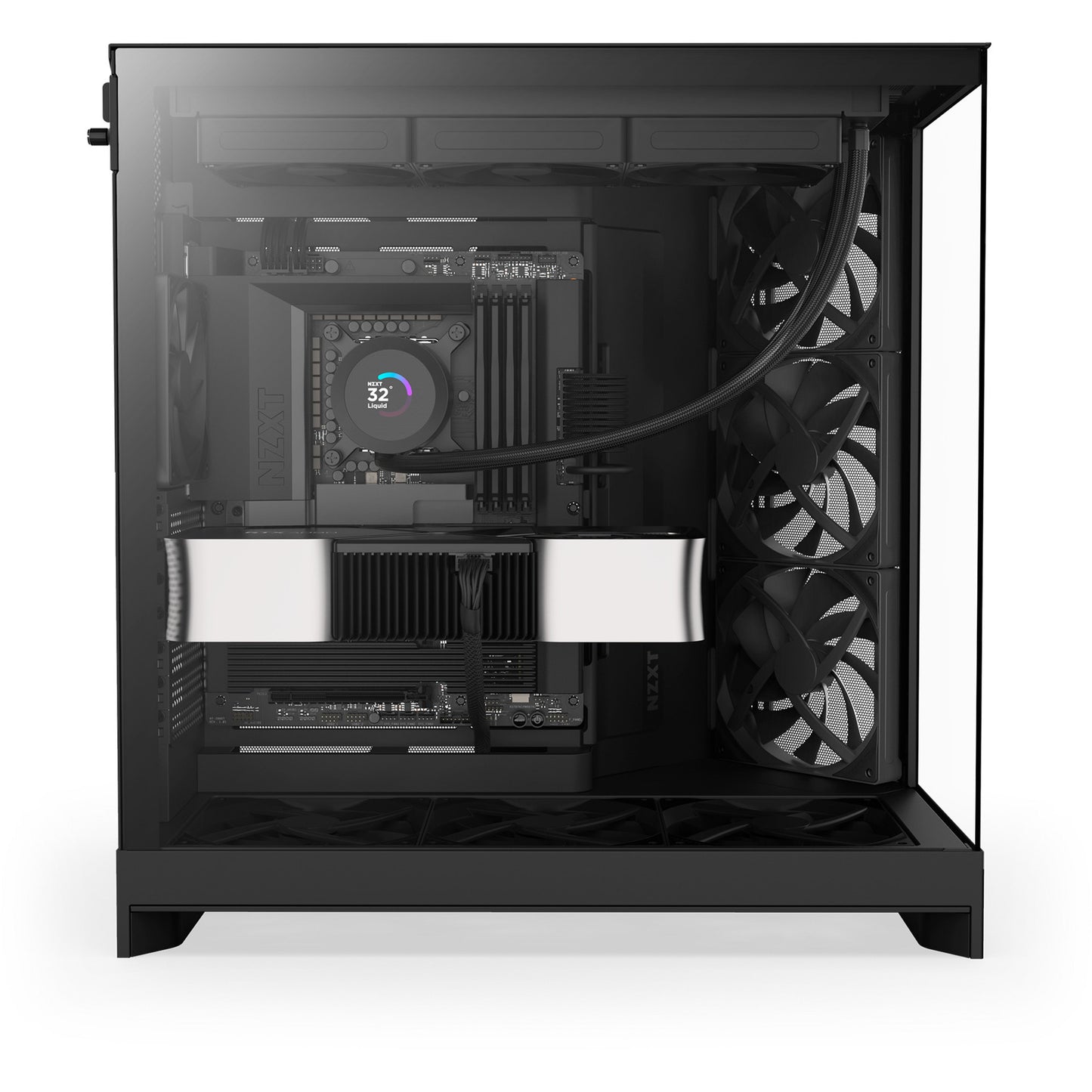 NZXT h9 flow midi tower behuizing (zwart (mat) | 2x usb-a | 1x usb-c | tempered glass)