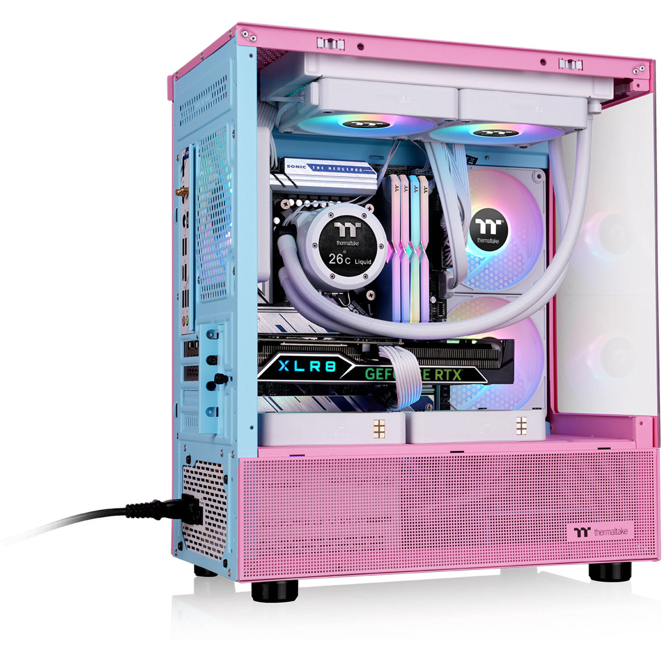 Thermaltake view 170 tg argb mini tower behuizing (roze | 2x usb-a | rgb | tempered glass)