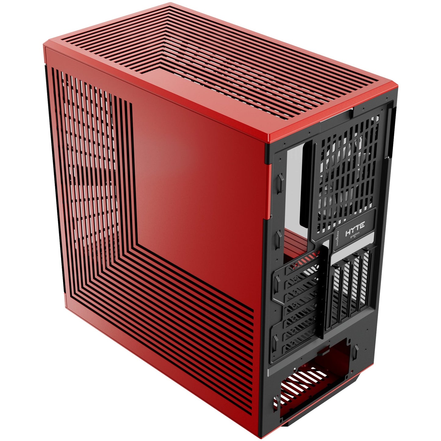 HYTE y40 midi tower behuizing (rood zwart | 2x usb-a | 1x usb-c | tempered glass)