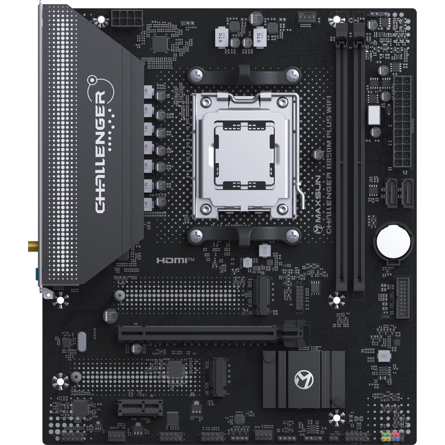 MAXSUN ms-challenger b850m plus wifi socket am5 moederbord (zwart, raid, gb-lan, wlan, bt, sound, µatx)