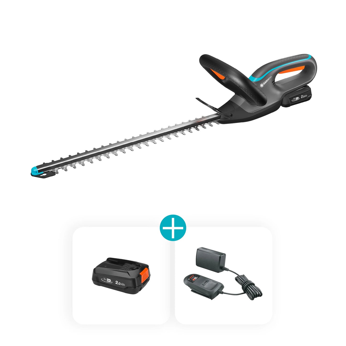 GARDENA accuheggenschaar easycut 45 18v p4a set (grijs turquoise, 14734-20, accu en oplader inbegrepen)