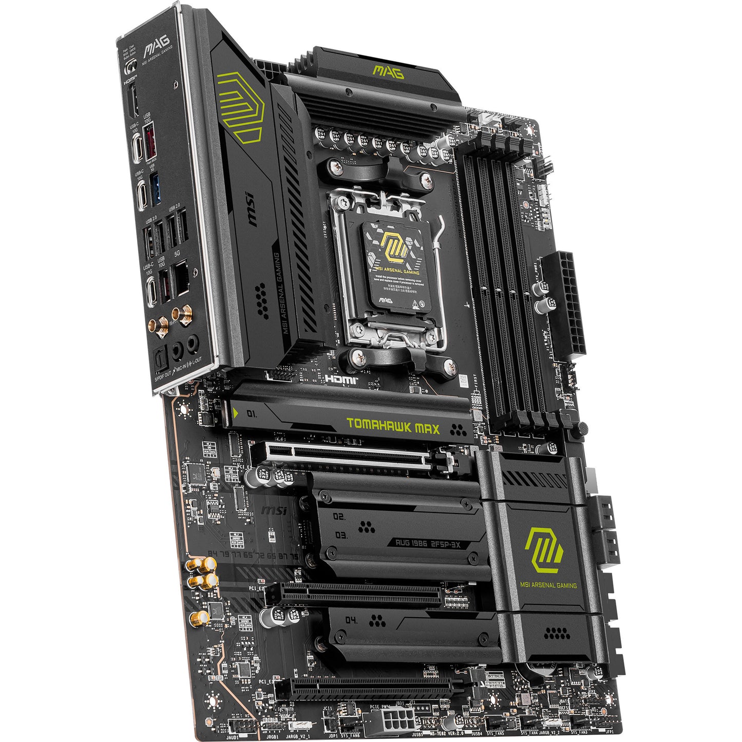 MSI mag b850 tomahawk max wifi socket am5 moederbord (raid, 5gb-lan, wi-fi 7, bt, sound, atx)