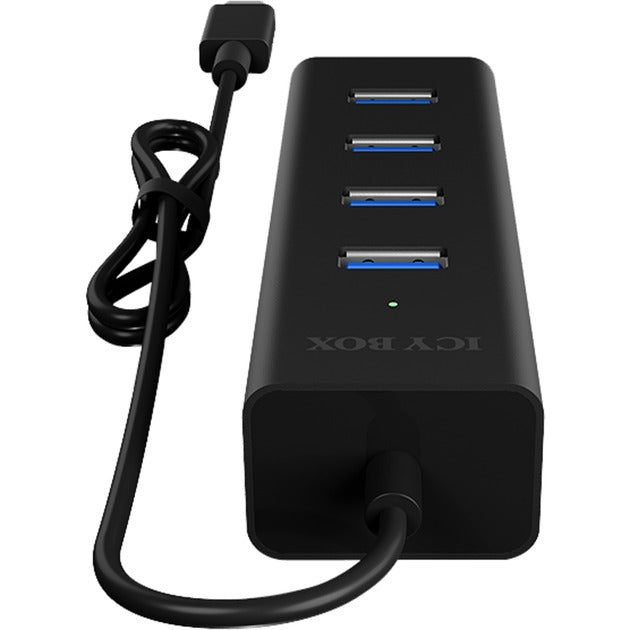 ICY BOX ib-hub1409-c3 usb-hub (zwart, 4x usb-a 3.2 (5 gbit s), 1x usb-c 3.2 (5 gbit s))