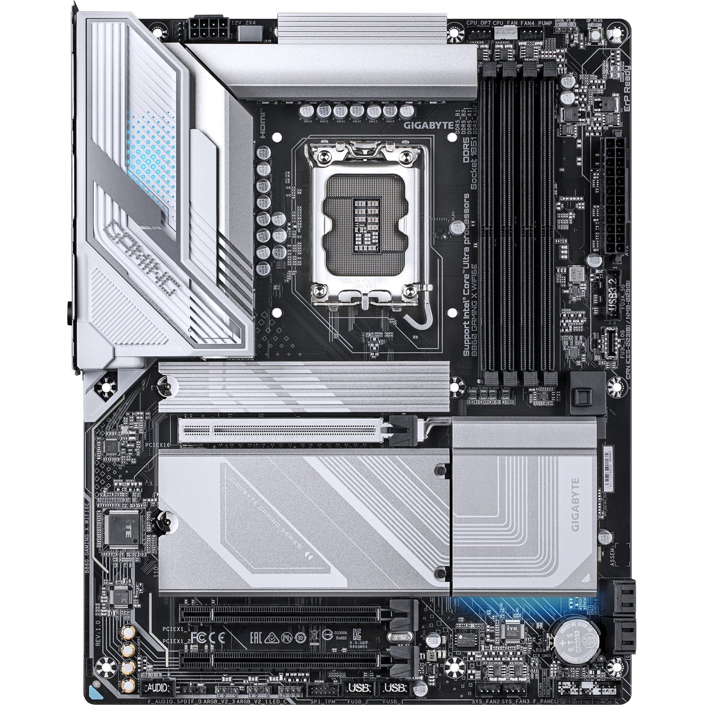 GIGABYTE b860 gaming x wifi6e socket 1851 moederbord (raid, 2,5gb-lan, wi-fi 6e, bt, sound, atx)