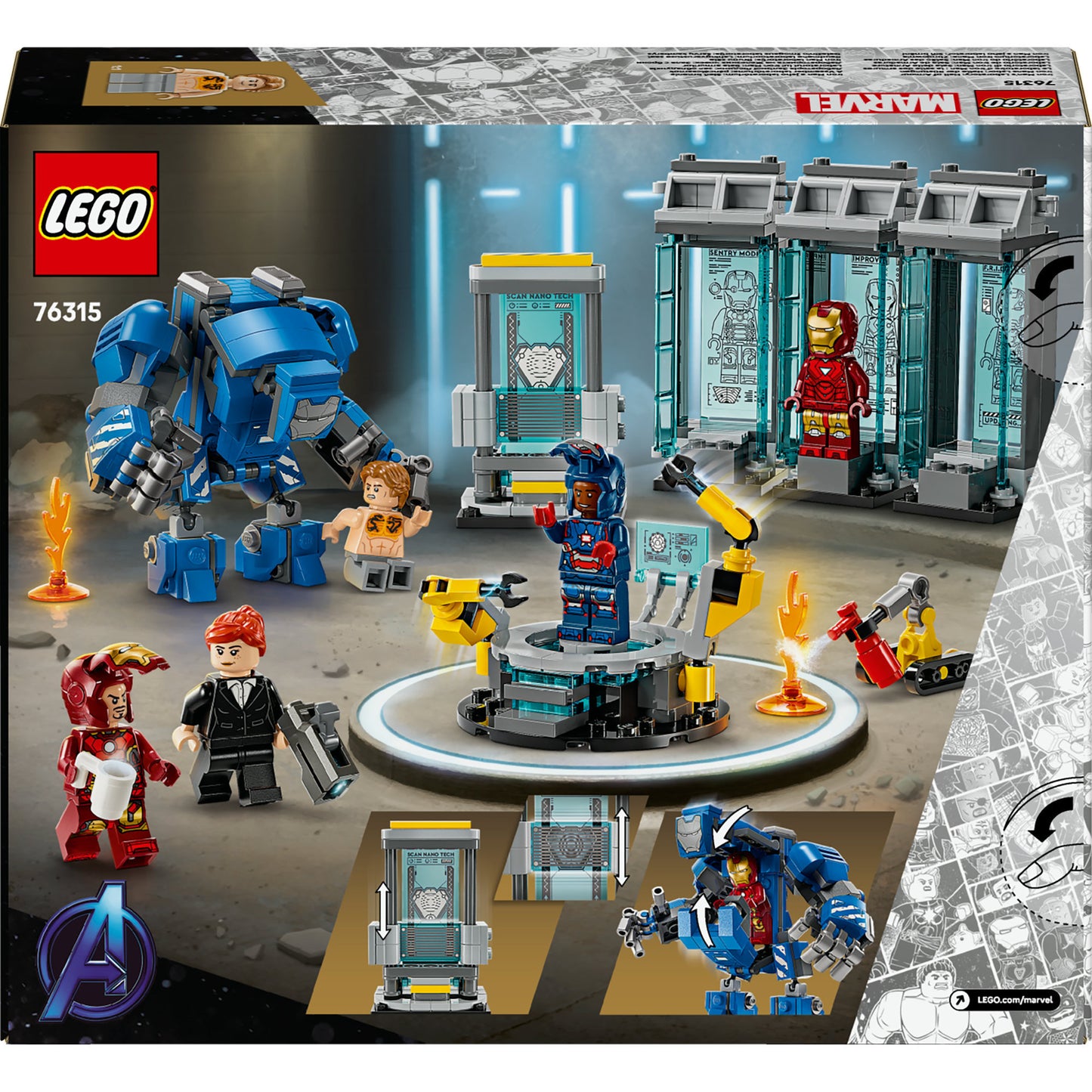 LEGO marvel 76315 iron mans laboratorium harnasruimte
