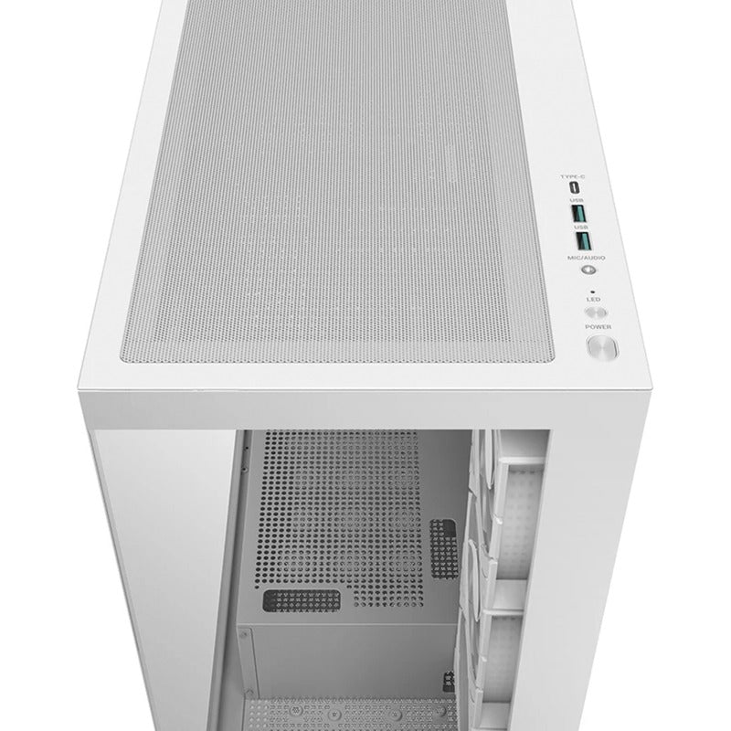 DeepCool cg580 4f midi tower behuizing (wit | 2x usb-a | 1x usb-c | rgb | tempered glass)