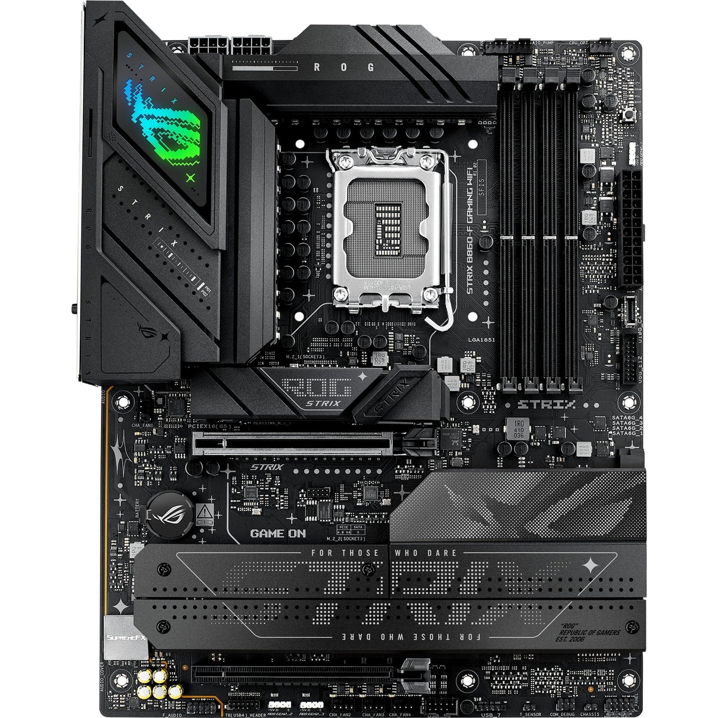 ASUS rog strix b860-f gaming wifi socket 1851 moederbord (raid, 2.5 gb-lan, wi-fi 7, bt, sound, atx)