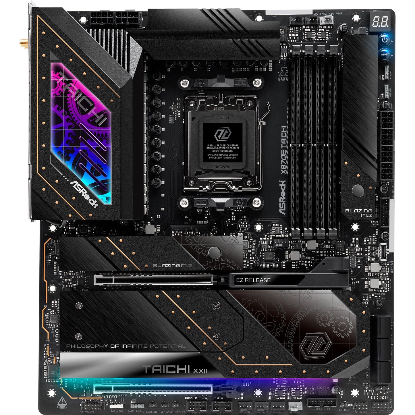 ASRock x870e taichi socket am5 moederbord (raid, 5 gb-lan, wi-fi 7, bt, e-atx)