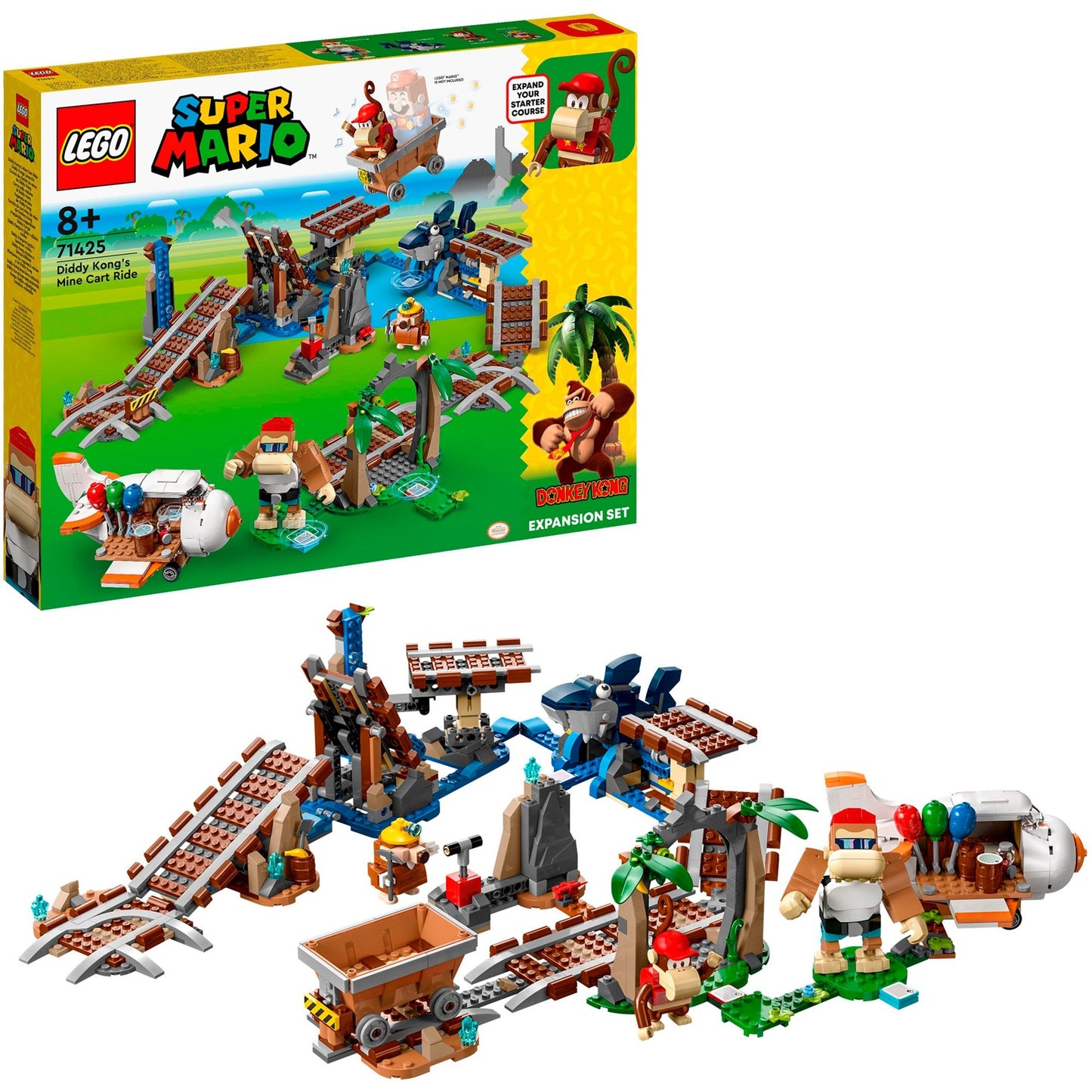 LEGO super mario - uitbreidingsset: diddy kongs mijnwagenrit constructiespeelgoed (71425)