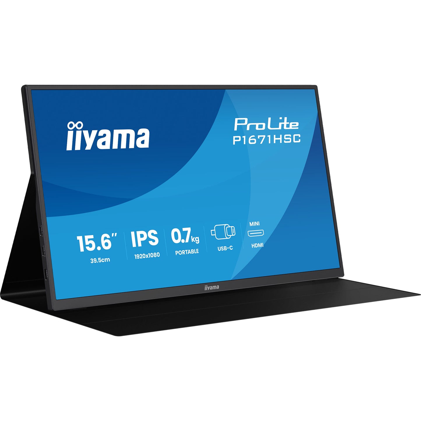 Iiyama prolite p1671hsc-b1 15.6 monitor (zwart (mat), mini-hdmi (type-c), 2x usb-c)