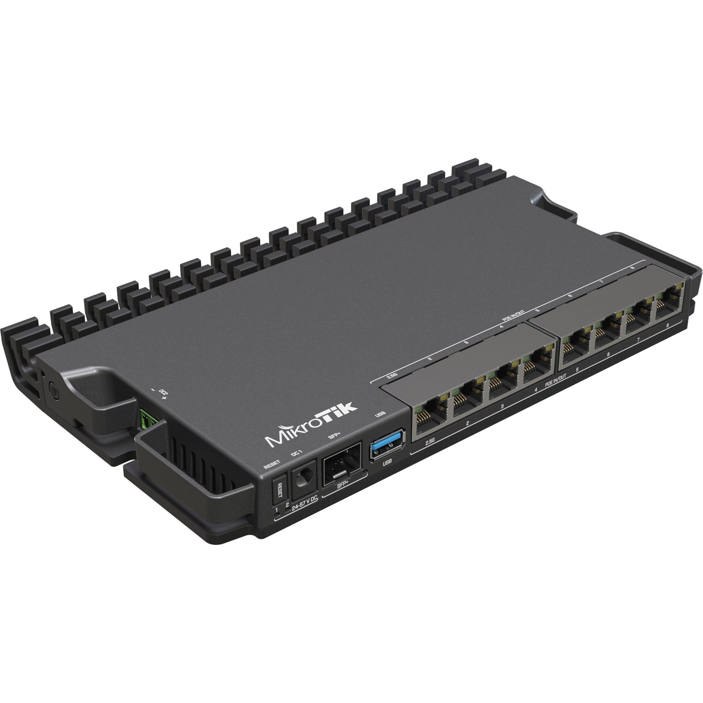 MikroTik heavy-duty rb5009 router (rb5009upr+s+in) (zwart, marvell armada 7040 cpu, poe, sfp+)