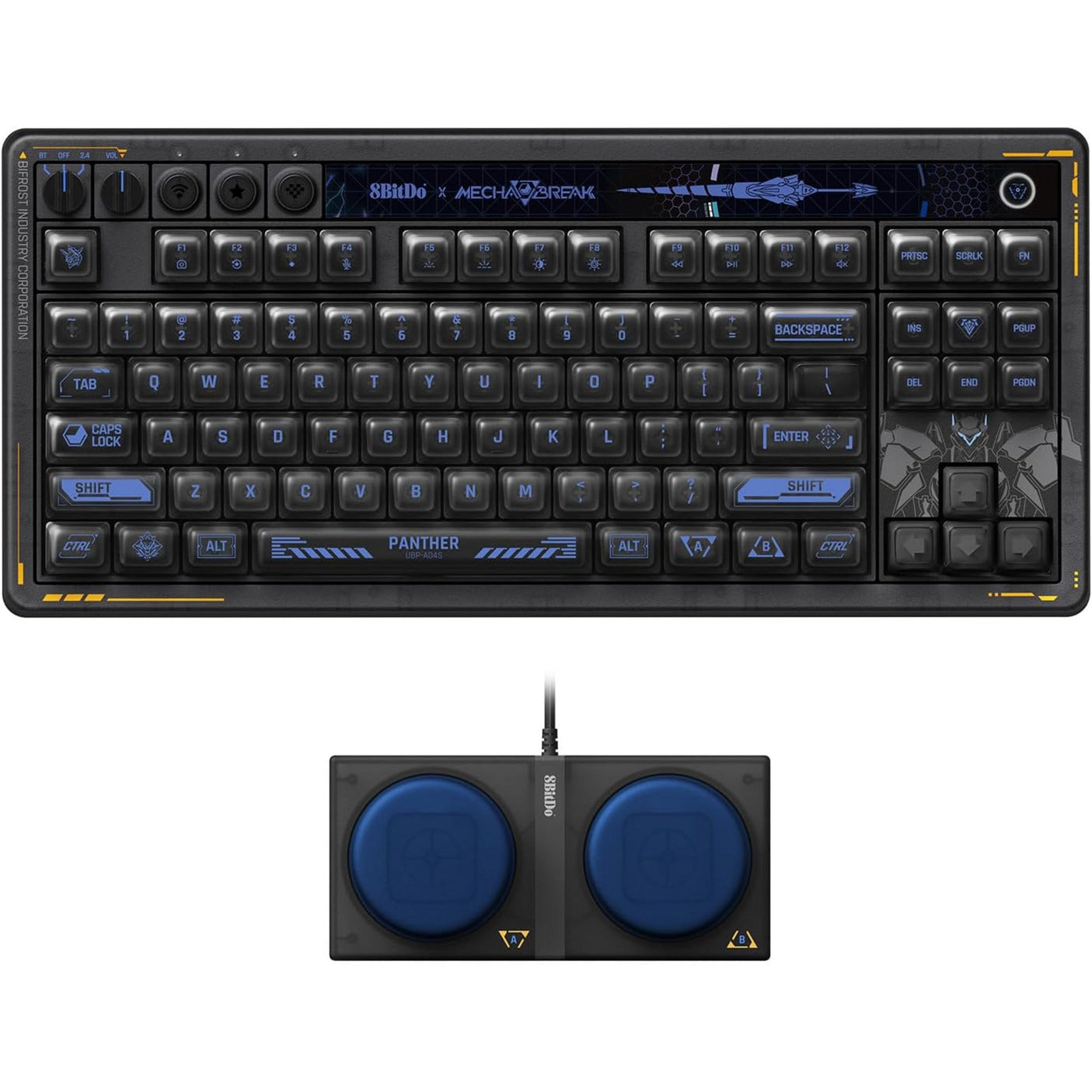 8BitDo retro 87 mechanical keyboard - mecha break (zwart, us lay-out (qwerty), kailh box jellyfish pro glaze, 80% (tkl), abs keycaps, hot-swap, bluetooth le 5.0, wireless 2.4ghz, usb)
