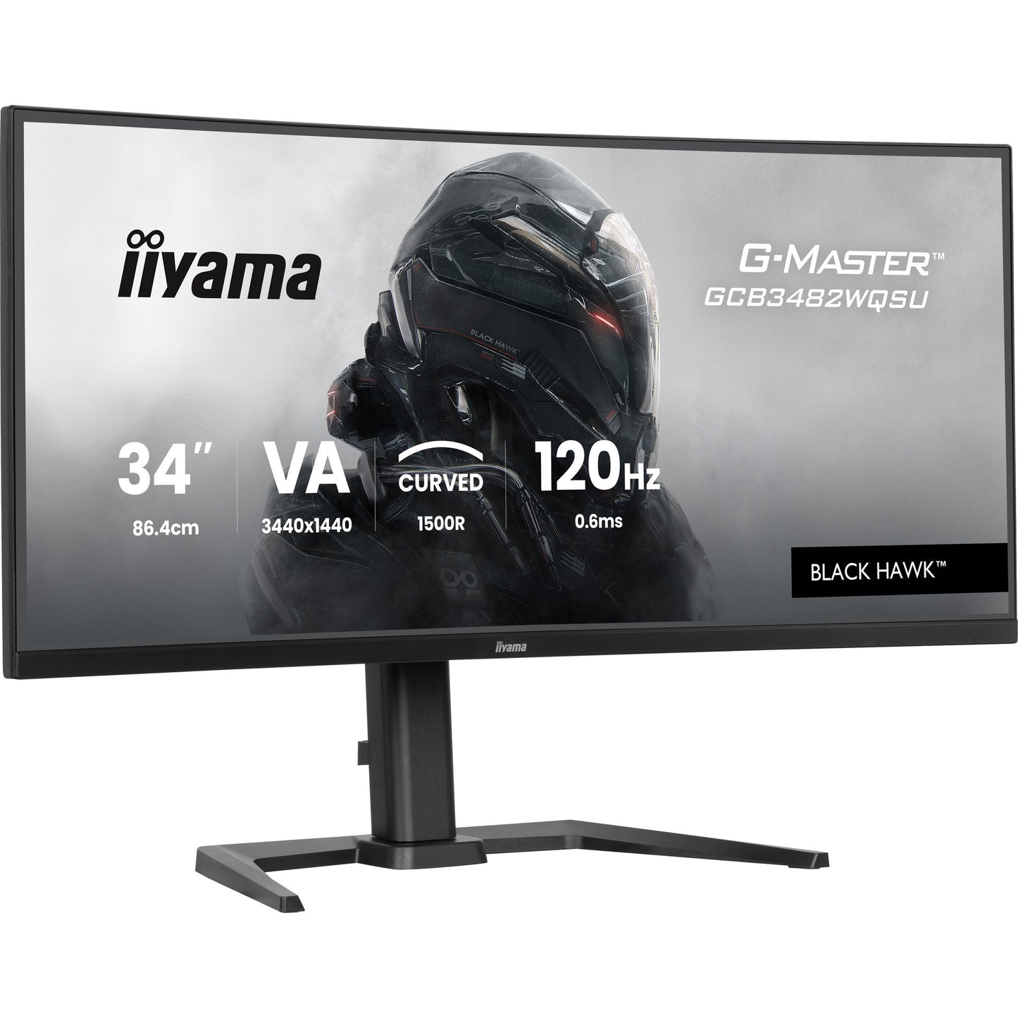 Iiyama g-master black hawk gcb3482wqsu-b1 34 curved ultrawide gaming monitor (zwart, 2x hdmi, displayport, 2x usb-a, usb-b, 2x usb-c, 120 hz)