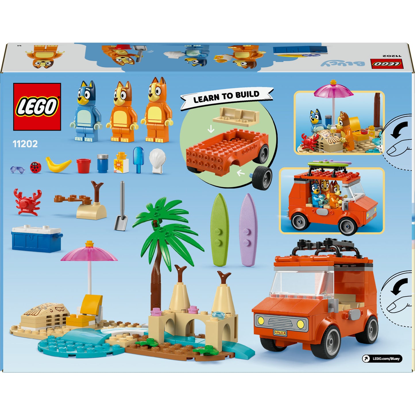 LEGO bluey 11202 bluey's autorit naar het strand