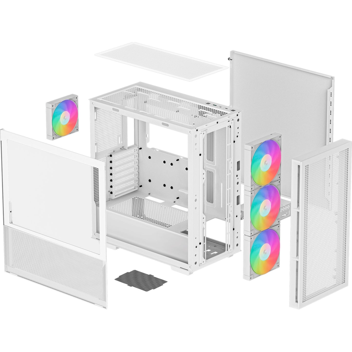 DeepCool ch560 midi tower behuizing (wit | 1x usb-a | 1x usb-c | rgb | tempered glass)