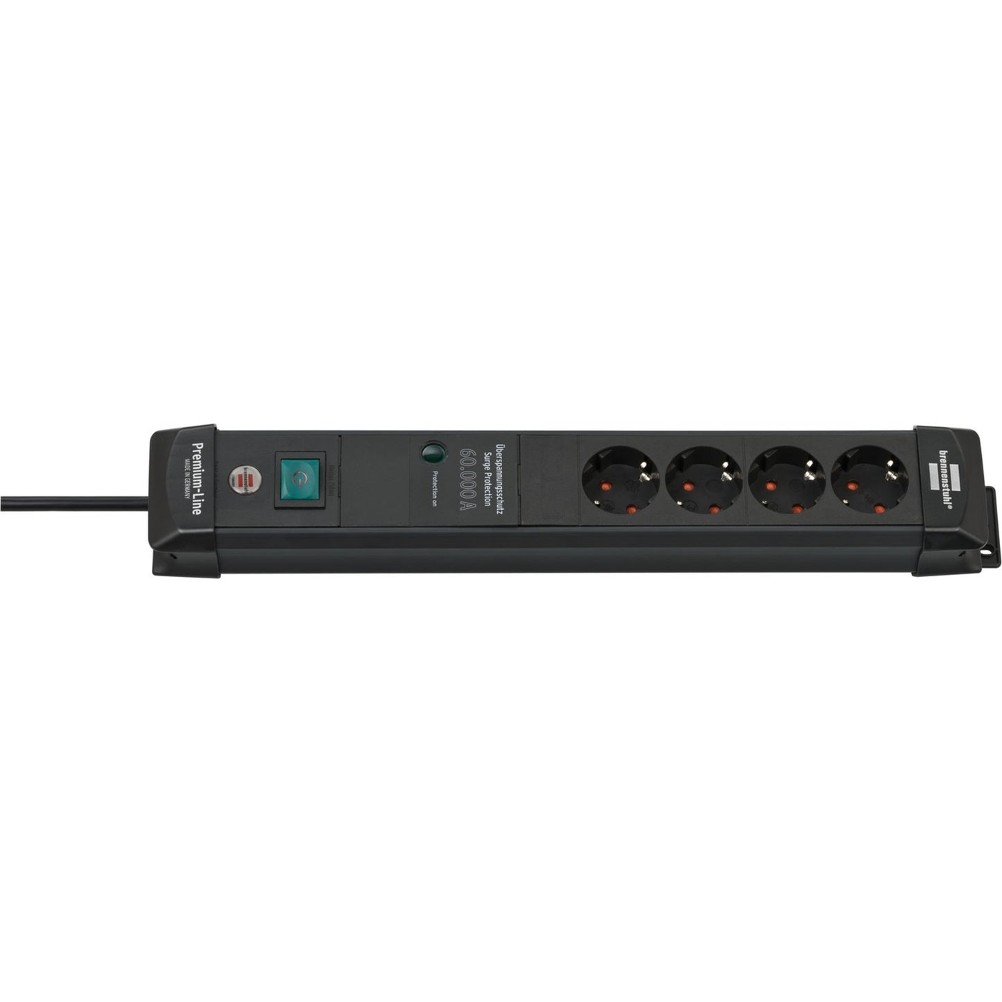 Brennenstuhl premium-line stekkerdoos 4-voudig stekkerdoos (zwart, 1,8 meter, 60.000a overspanningsbeveiliging)