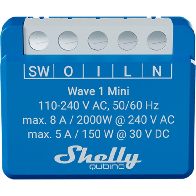 Shelly qubino wave 1 mini relais (blauw wit, 1-kanaals, z-wave)