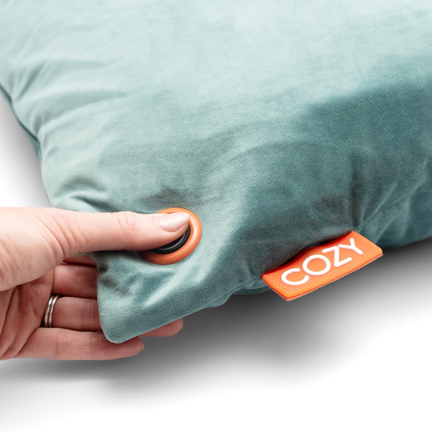 Cozy Una Velvet 45 x 45 cm draadloos warmtekussen (Blauwgroen, Powerbank 5000 mAh)