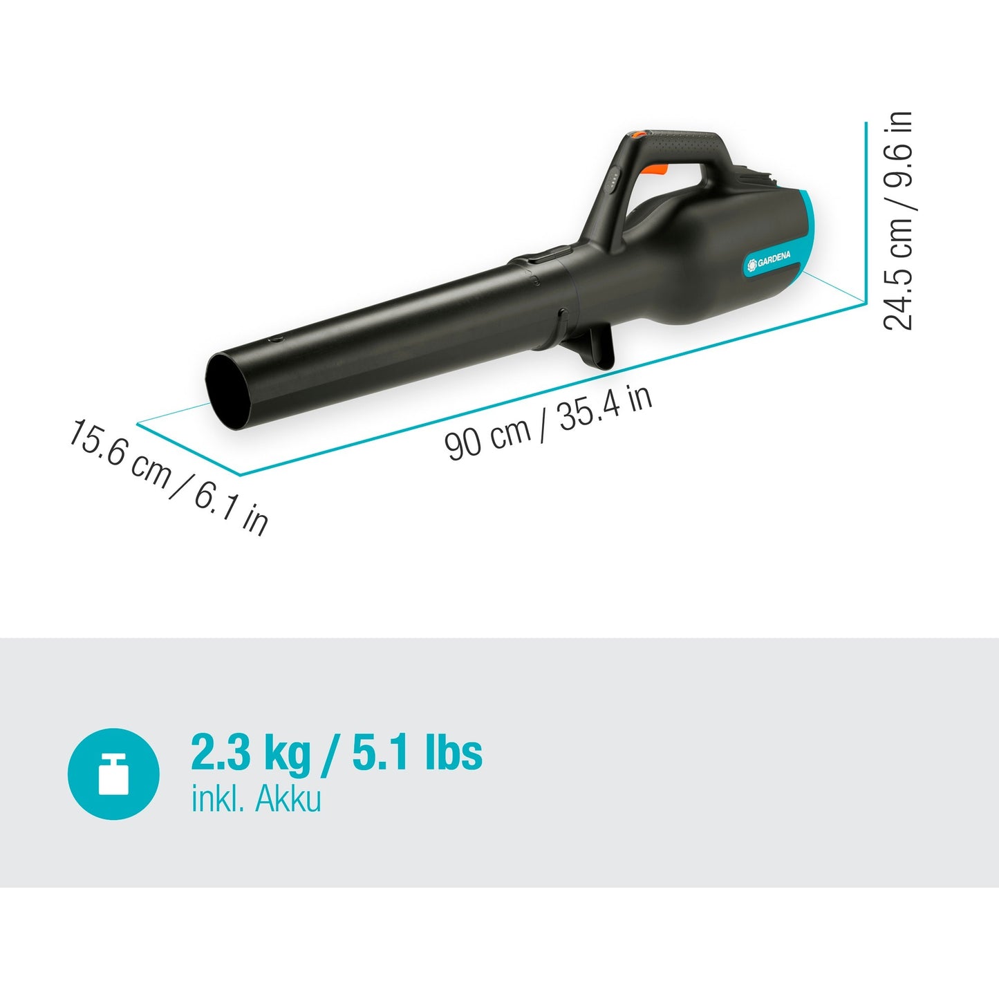 GARDENA accu bladblazer powerjet 18v p4a set (grijs turquoise, 14890-20, accu inbegrepen)