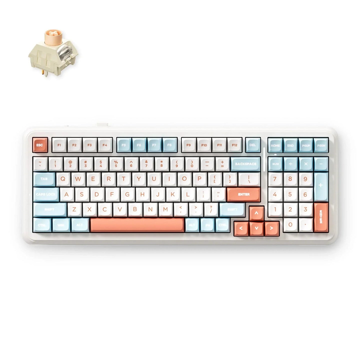MCHOSE K99 V2 Wireless Gasket Mount Mechanical Keyboard (Wit, US lay-out (QWERTY), Kailh Box Icy Creamsicle, 99%, RGB, PBT Keycaps, Hot-Swap, 2.4 GHz | Bluetooth | USB-C)