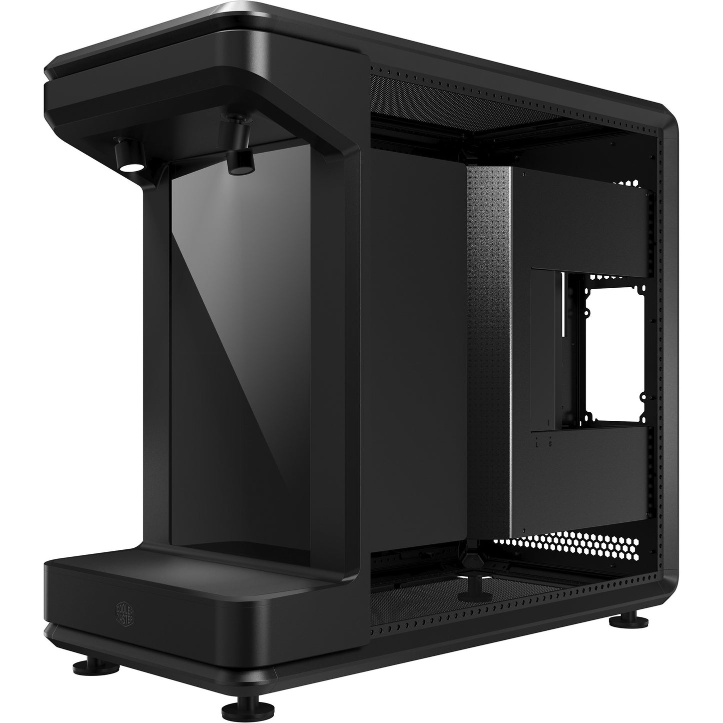 Cooler Master masterframe 360 stage lcd midi tower behuizing (zwart | 2x usb-a | 1x usb-c | tempered glass)