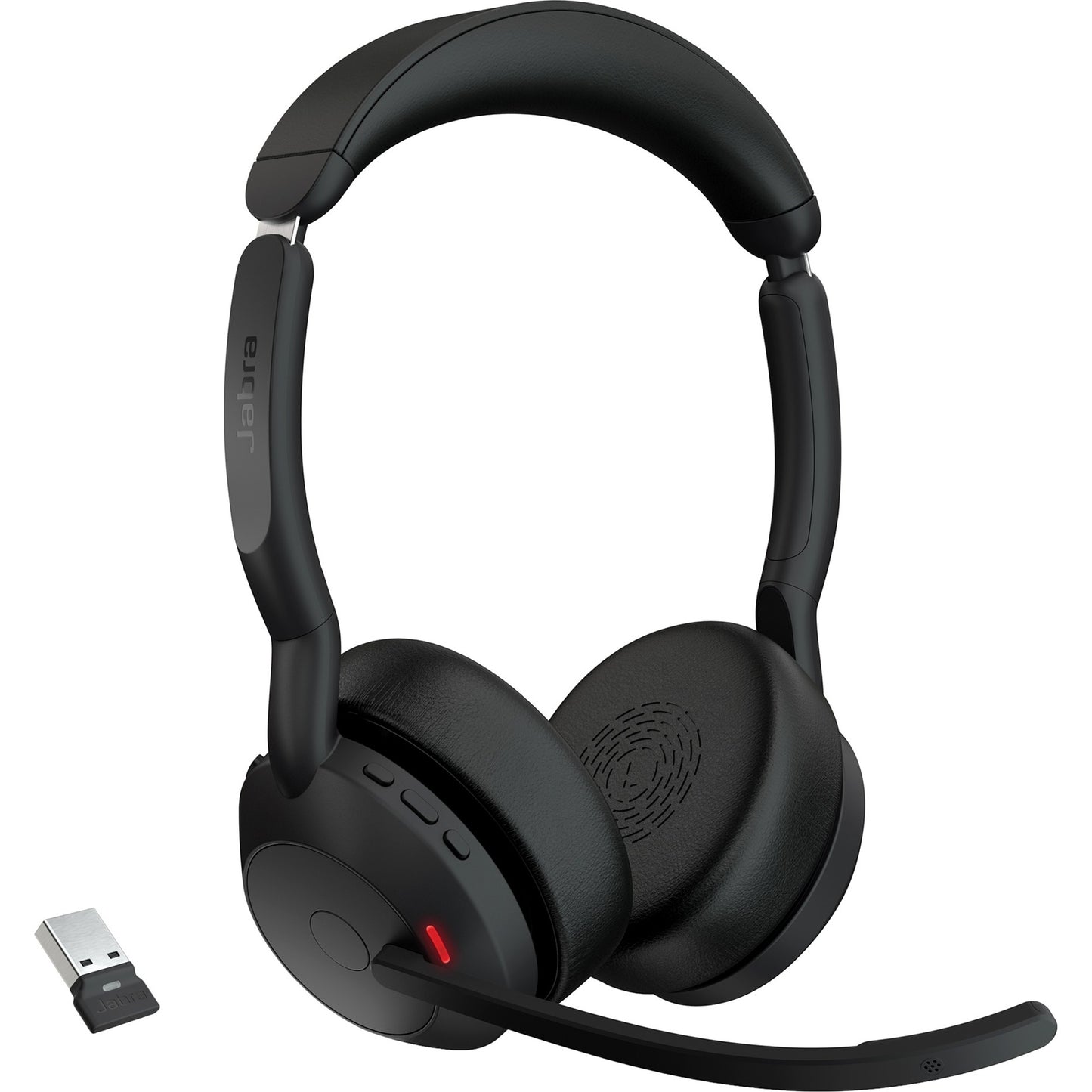 Jabra evolve2 55, incl. oplaadstandaard on-ear headset (zwart, stereo, uc, usb-a, link380a)