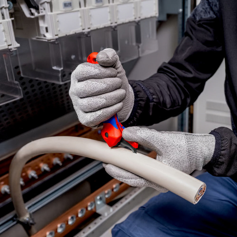 KNIPEX kabelmes, met glijschoen (rood blauw)