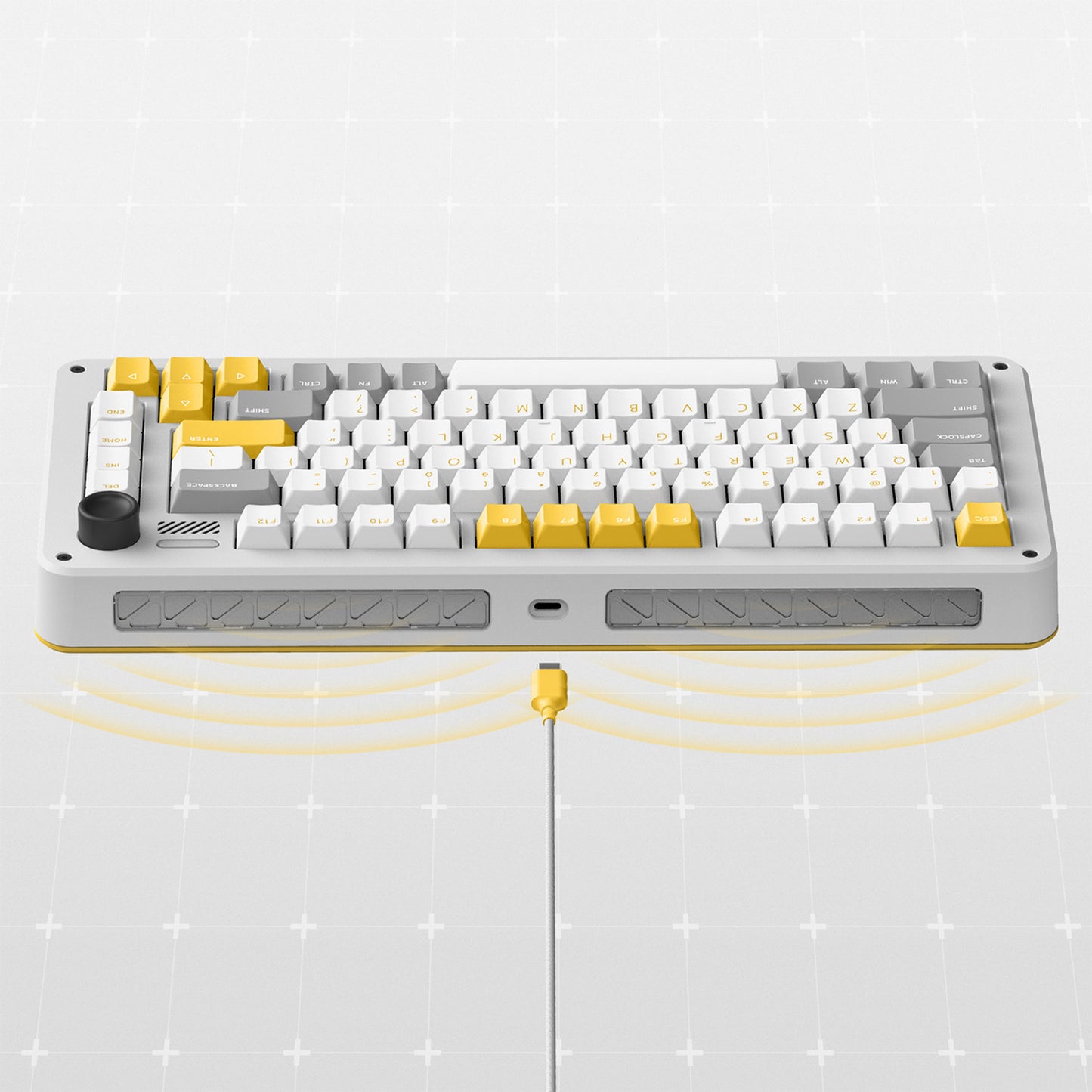 Ty Iqunix zx75 gravi wave wireless mechanical keyboard (grijs, us lay-out (qwer), gateron red, 75%, rgb leds, hot-swappable, double-shot pbt, 2.4ghz | bluetooth 5.1 | usb-c)