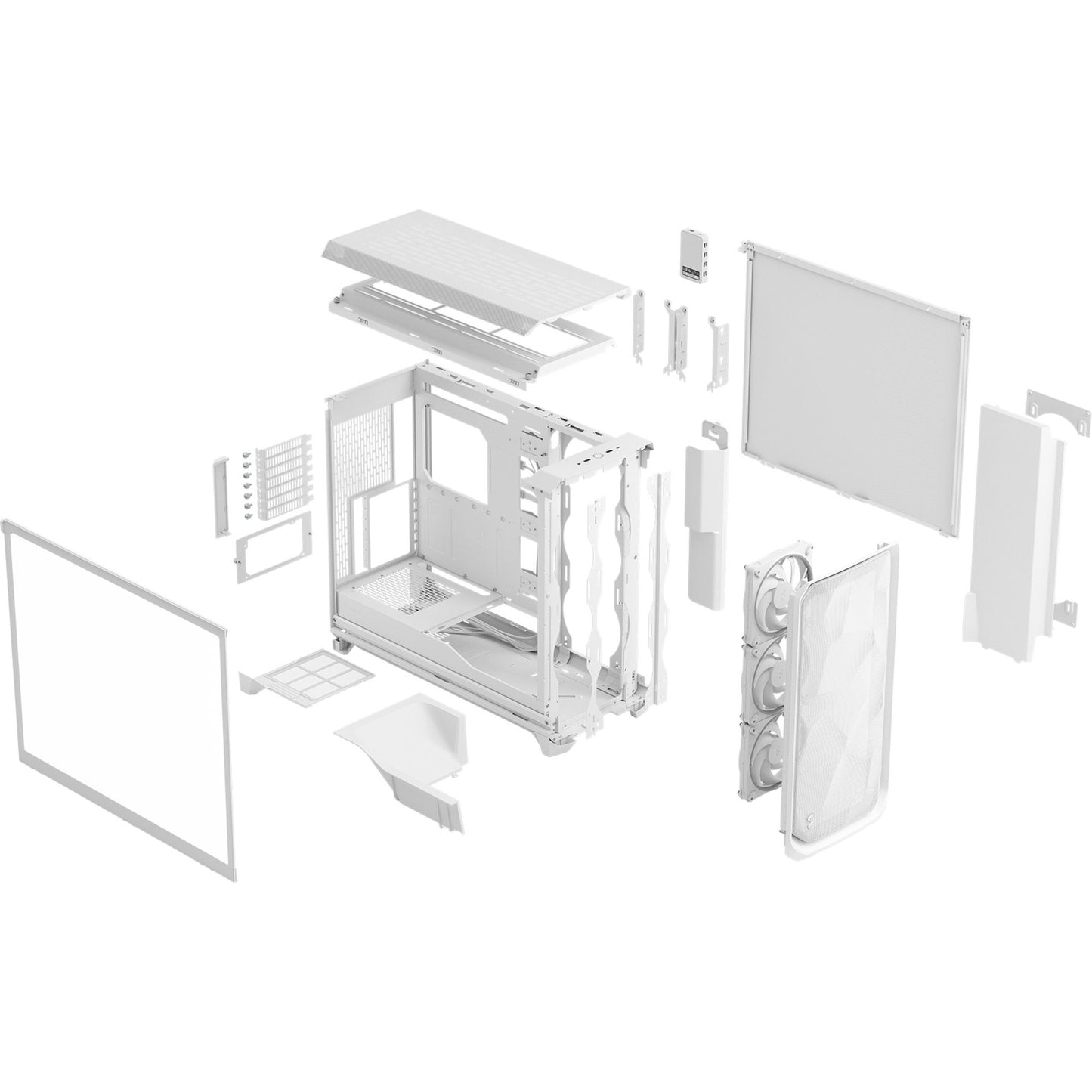 Fractal Design meshify 3 xl ambience pro rgb big tower behuizing (wit | 2x usb-a | 1x usb-c | rgb | tempered glass)