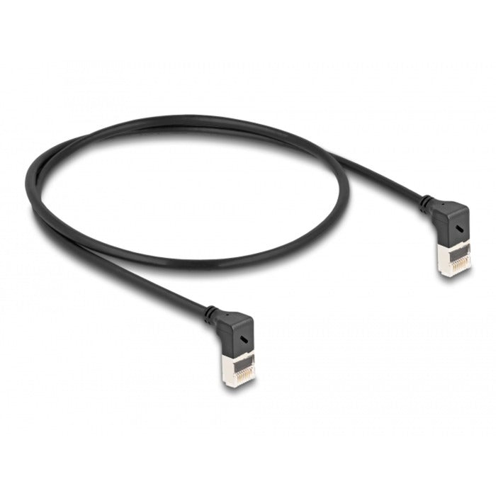 DeLOCK rj45 network cable cat.6a s ftp slim 90° upwards upwards angled 0.5 m kabel (zwart)
