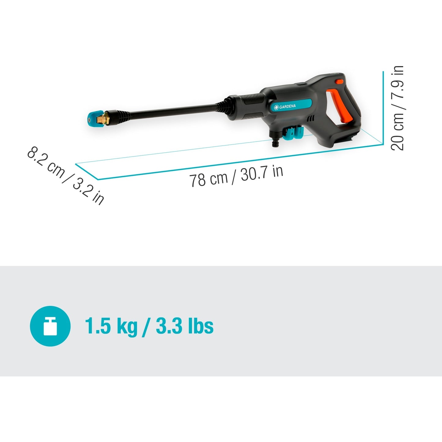 GARDENA aquaclean 24 18 v p4a solo drukreiniger (grijs turquoise, 14800-55, accu niet inbegrepen)