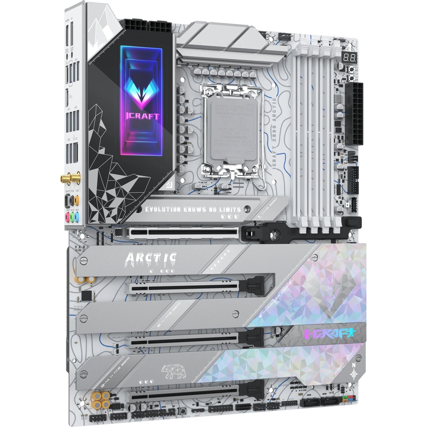 MAXSUN ms-icraft z890 arctic socket 1851 moederbord (wit, raid, 2.5 gb-lan, wlan, bt, sound, atx)