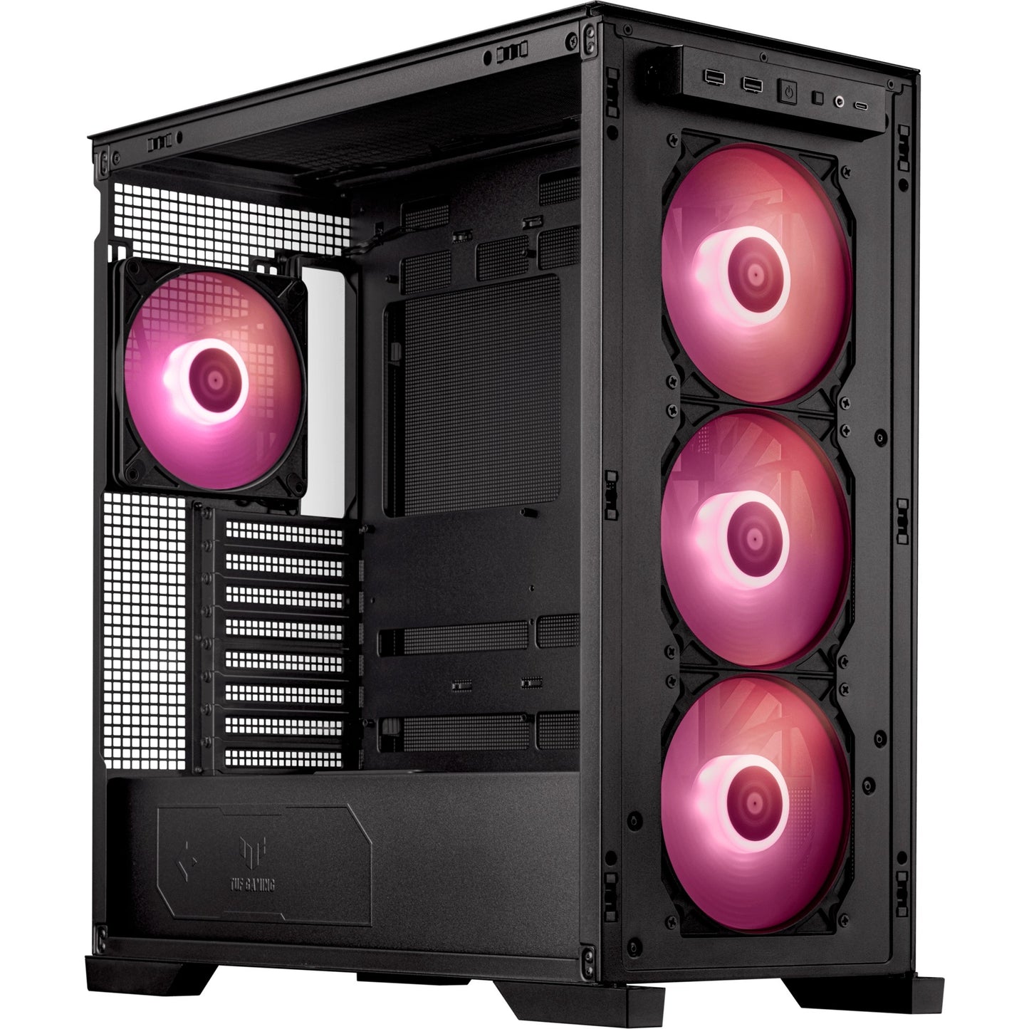 ASUS tuf gaming gt302 argb midi tower behuizing (zwart | 2x usb-a | 1x usb-c | rgb | tempered glass)