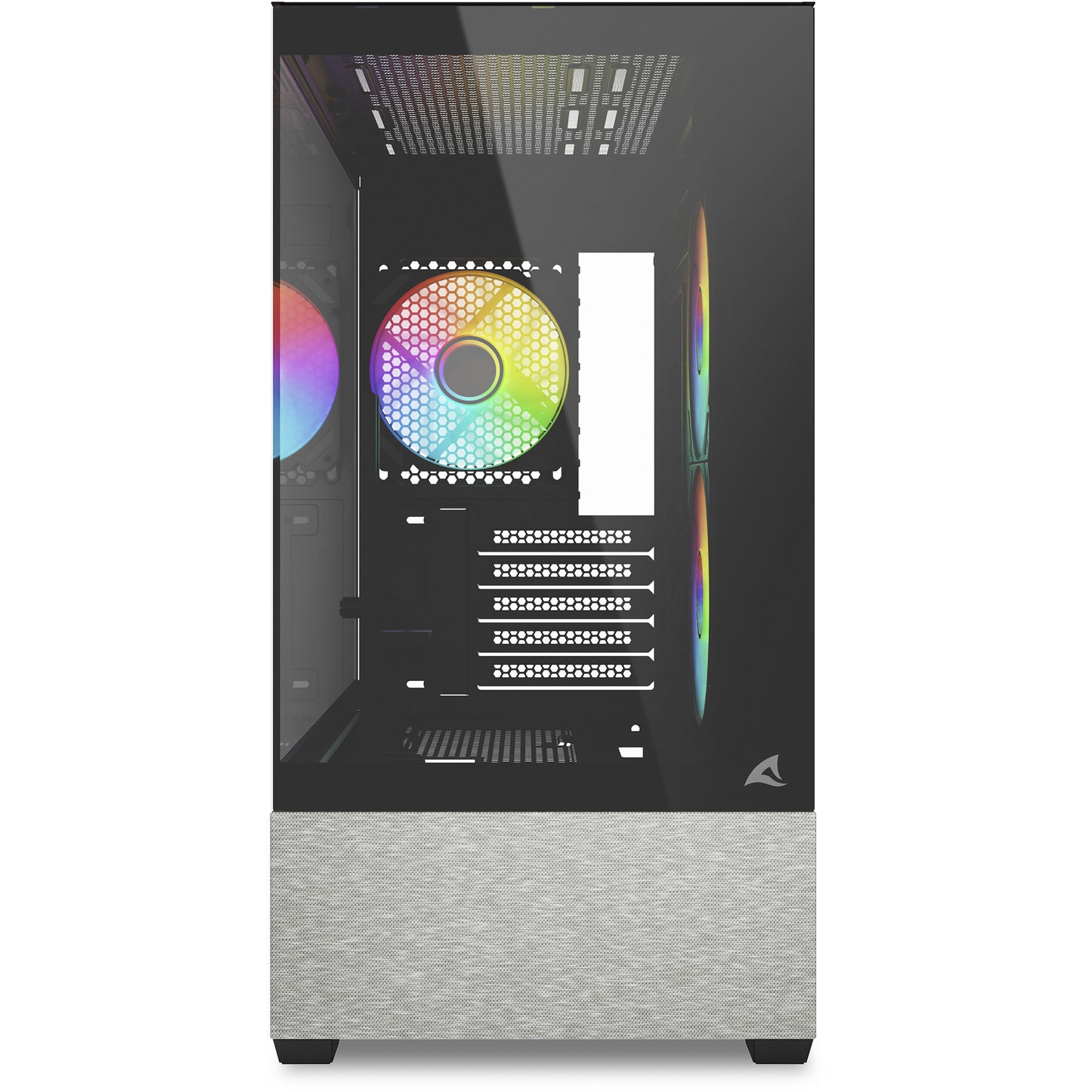 Sharkoon mk7 argb mini tower behuizing (zwart | 2x usb-a | 1x usb-c | rgb | tempered glass)