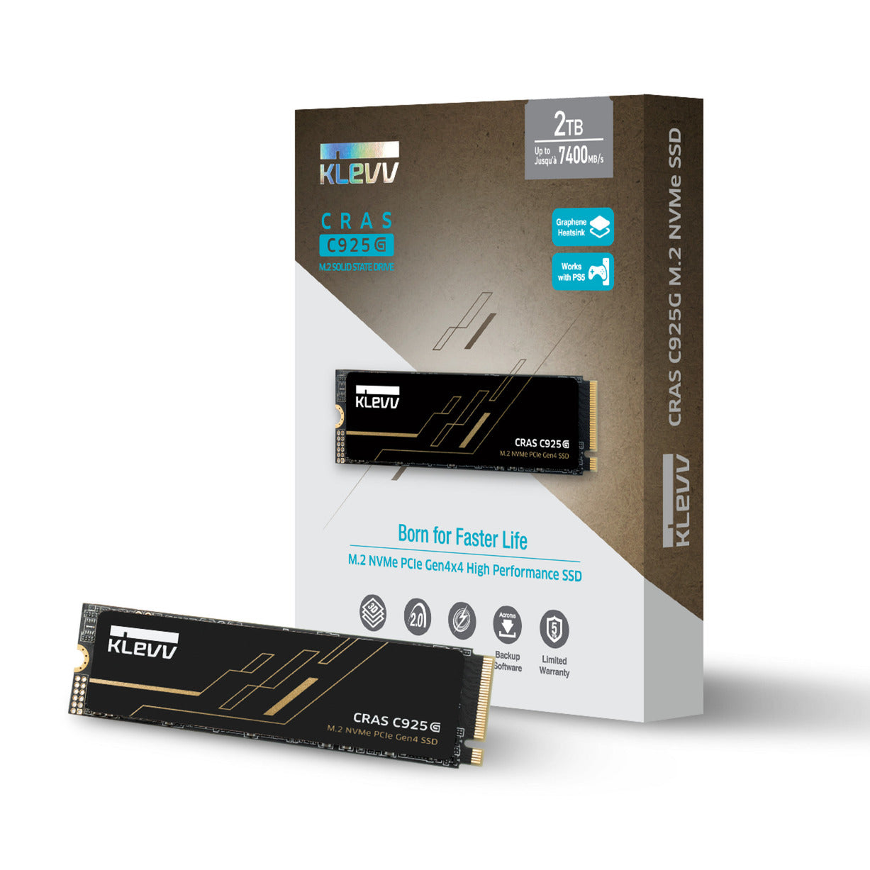 KLEVV cras c925g 1 tb ssd (zwart, k01tbm2sp0-25g, pcie gen 4.0 x4, nvme 2.0)
