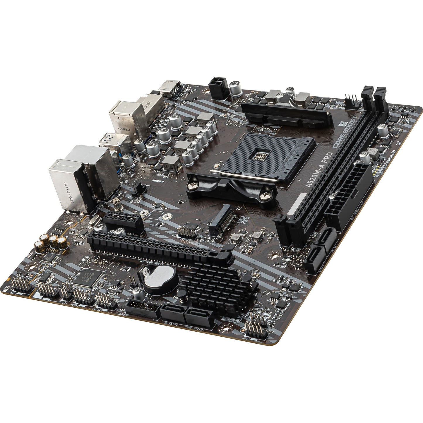 MSI a520m-a pro socket am4 moederbord (zwart grijs, raid, gb-lan, sound, µatx)