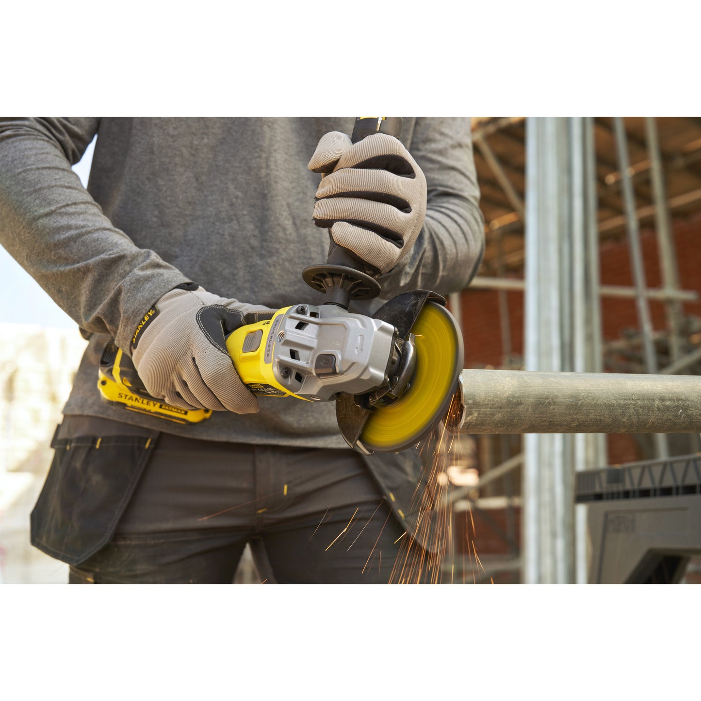 Stanley fatmax v20 18v haakse slijper 125mm (zwart geel, accu en oplader niet inbegrepen)