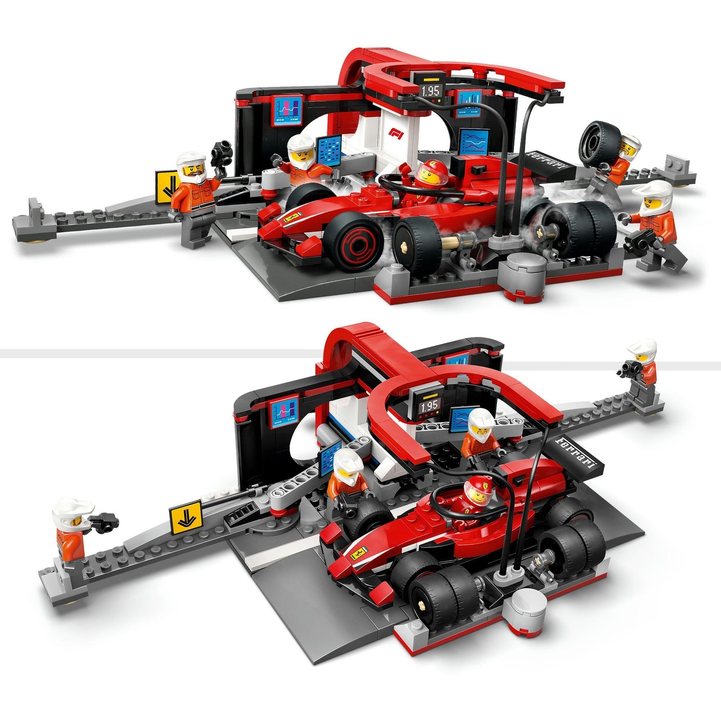 LEGO city 60443 f1 pitstop en pitcrew met ferrari auto