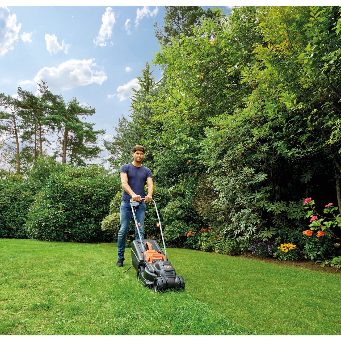 BLACK+DECKER 1000w 32cm grasmaaier + 250w grastrimmer (zwart oranje, gazons tot 250m²)