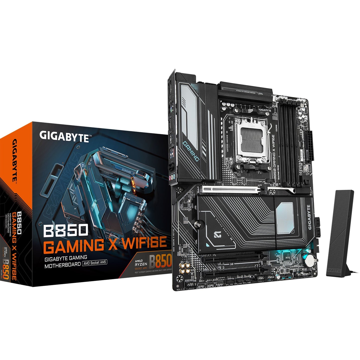 GIGABYTE b850 gaming x wifi6e socket am5 moederbord (zwart grijs, raid, 2,5gb-lan, wi-fi 6e, bt, sound, atx)