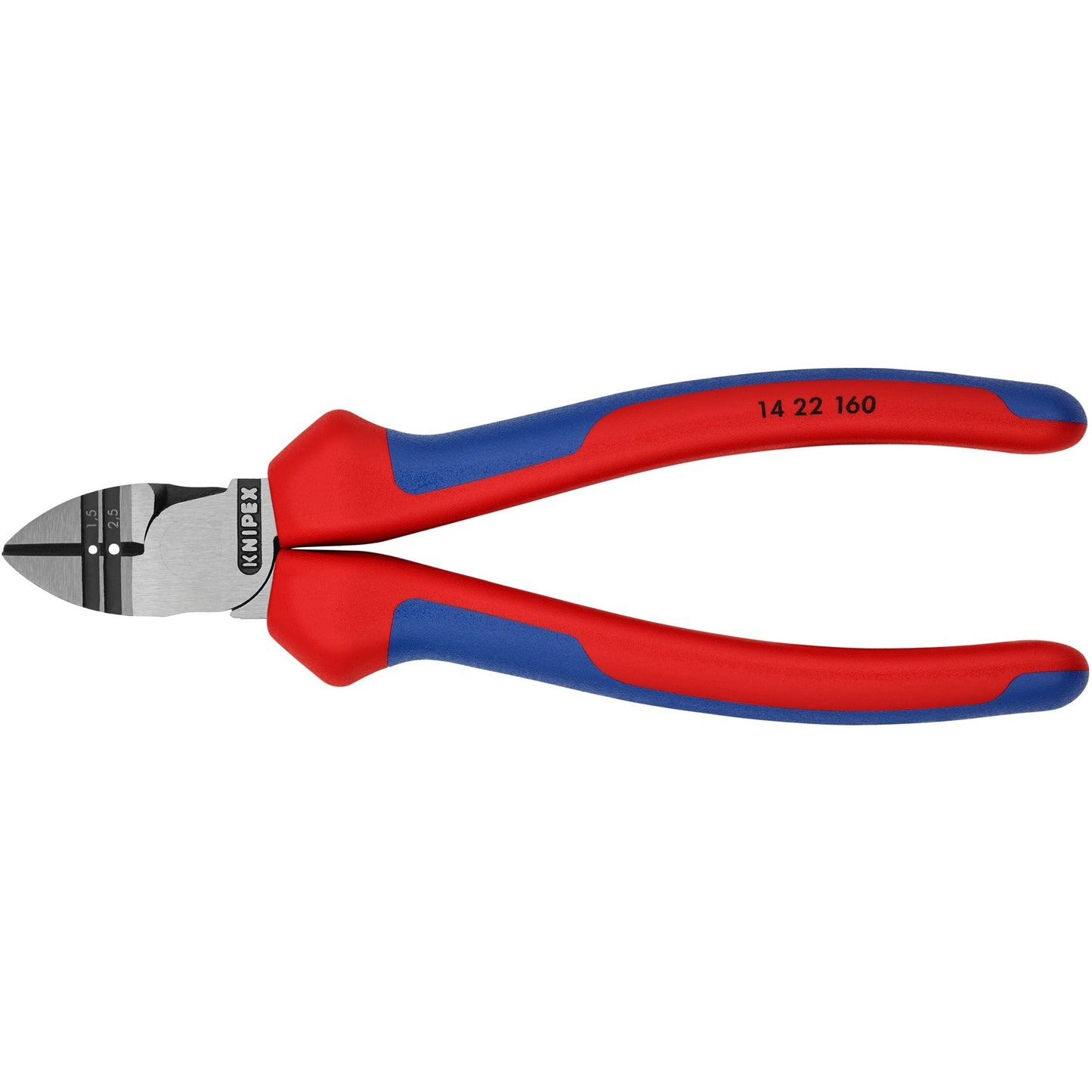 KNIPEX afstrip-zijsnijtang 14 22 160 kniptang (rood blauw, lengte 160mm, vde-getest)