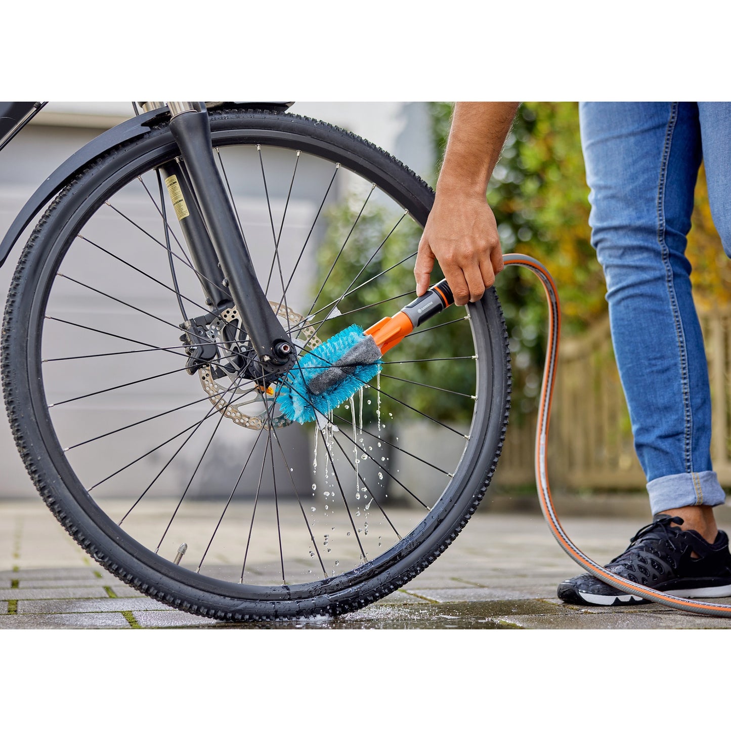 GARDENA cleansystem fietsborstel schoonmaakset wasborstel (grijs turquoise, 18865-34)