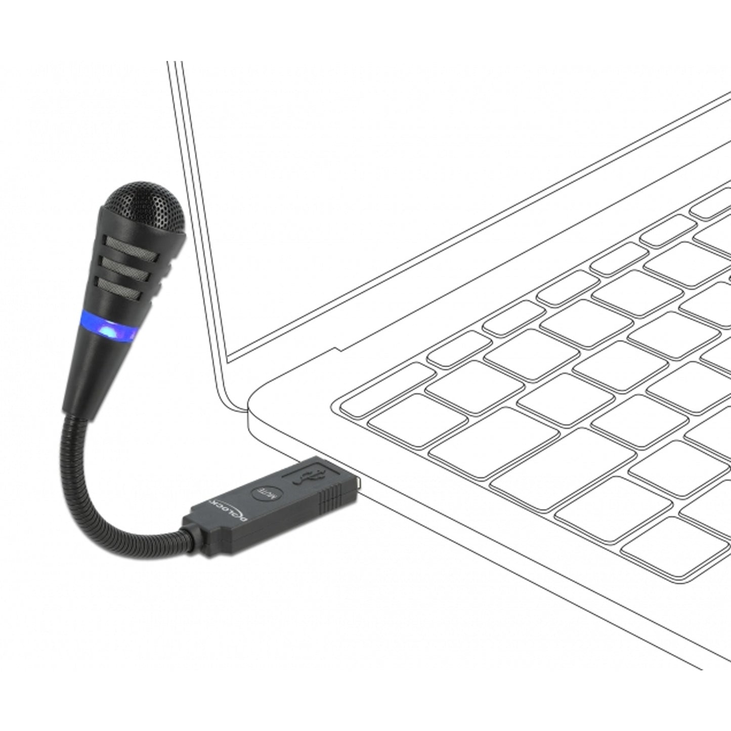 DeLOCK usb zwanenhalsmicrofoon met mute knop (zwart)