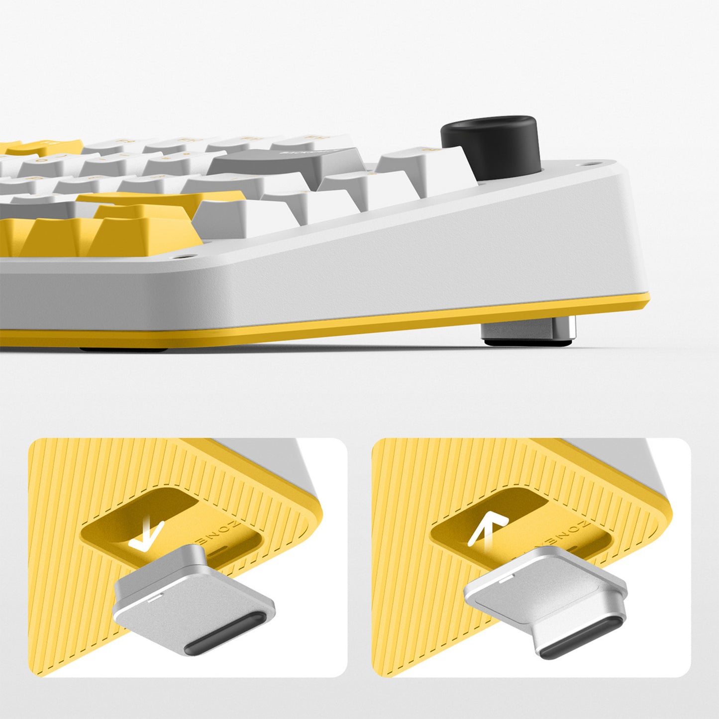 Ty Iqunix zx75 gravi wave wireless mechanical keyboard (grijs, us lay-out (qwer), gateron red, 75%, rgb leds, hot-swappable, double-shot pbt, 2.4ghz | bluetooth 5.1 | usb-c)