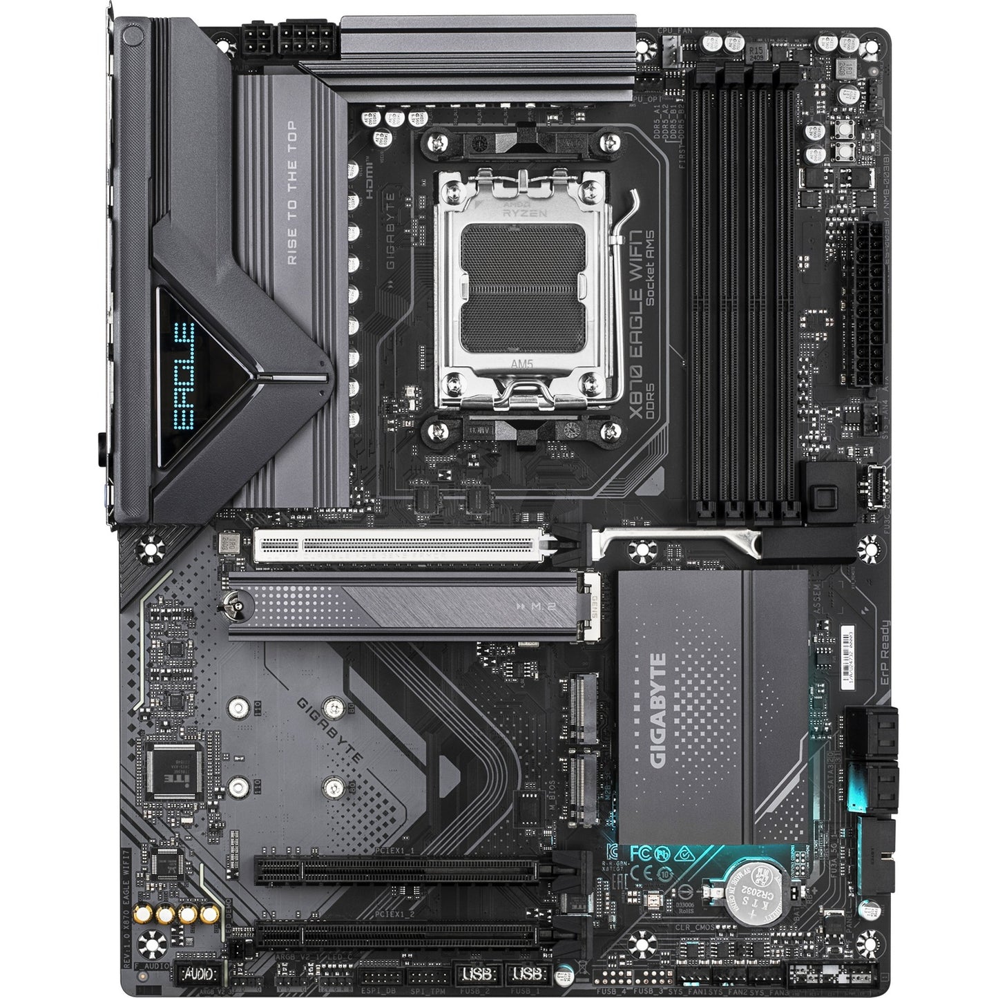 GIGABYTE x870 eagle wifi7 socket am5 moederbord (zwart grijs, raid, 2.5gb-lan, wi-fi 7, bt, sound, atx)
