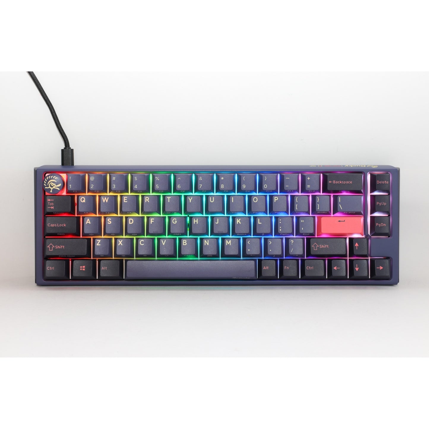 Ducky one 3 cosmic blue sf rgb mechanisch toetsenbord (donkerblauw, us lay-out (qwerty), cherry mx speed silver, 65%, rgb leds, double-shot pbt, hot-swappable, quack mechanics)