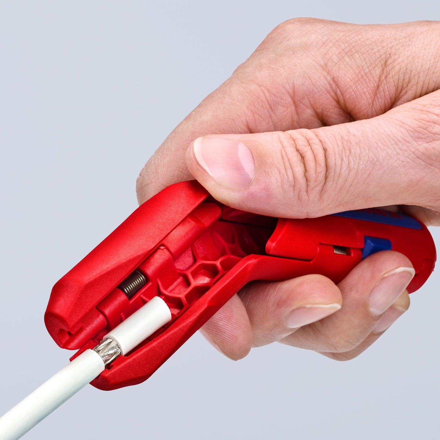 KNIPEX ergostrip universeel kabelstrip- ontmantelingsgereedschap (rood blauw)